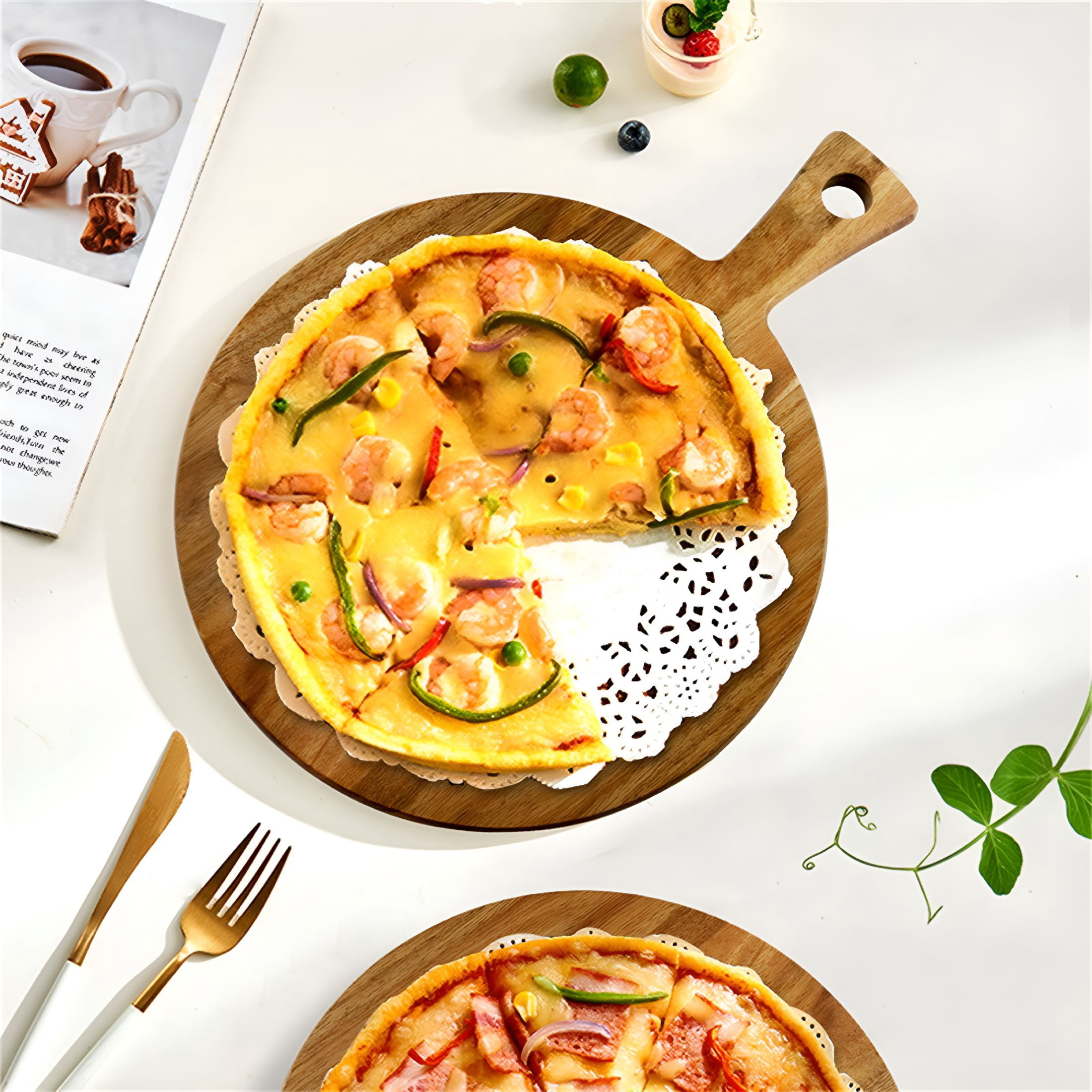 ACDANC 2026 New Wood Round Cutting Board,Chopping Board with Handle for Meat,Cheese Board,Vegetables,Bread,And Charcuterie - Decorative Wooden Serving Board for Kitchen and Dining Room