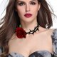 thumbnail image 1 of Collar de cadena con espinas para el cuello, gargantilla con flor de rosa, joyería llamativa para mujeres, adolescentes y niñas., 1 of 5