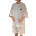 thumbnail image 1 of Cathalem Mens Short Sets 2 Piece Button Down Shirt and Drawstring Shorts Sets,White XL, 1 of 5