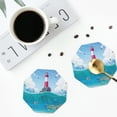 thumbnail image 5 of Balery 4 Pcs Lighthouse Sea Portleather Coasters Set, Drink Table Cup Coasters For Living Room Kitchen Coffee Decor, 5 of 9