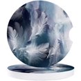 thumbnail image 1 of POGLIP White Fantasy Feather Set of 6 Car Coaster for Drinks, Absorbent Ceramic Stone Coasters Cup Mat with Cork Base for Home Kitchen Room Coffee Table Bar Decor, 1 of 5