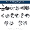 thumbnail image 3 of 8 Piezas Anillos Punk Vintage Dragón Serpiente Pulpo Retro Anillo Ajustable Abierto Conjunto de Anillo de Apertura Ajustable Estilo Punk, 3 of 5