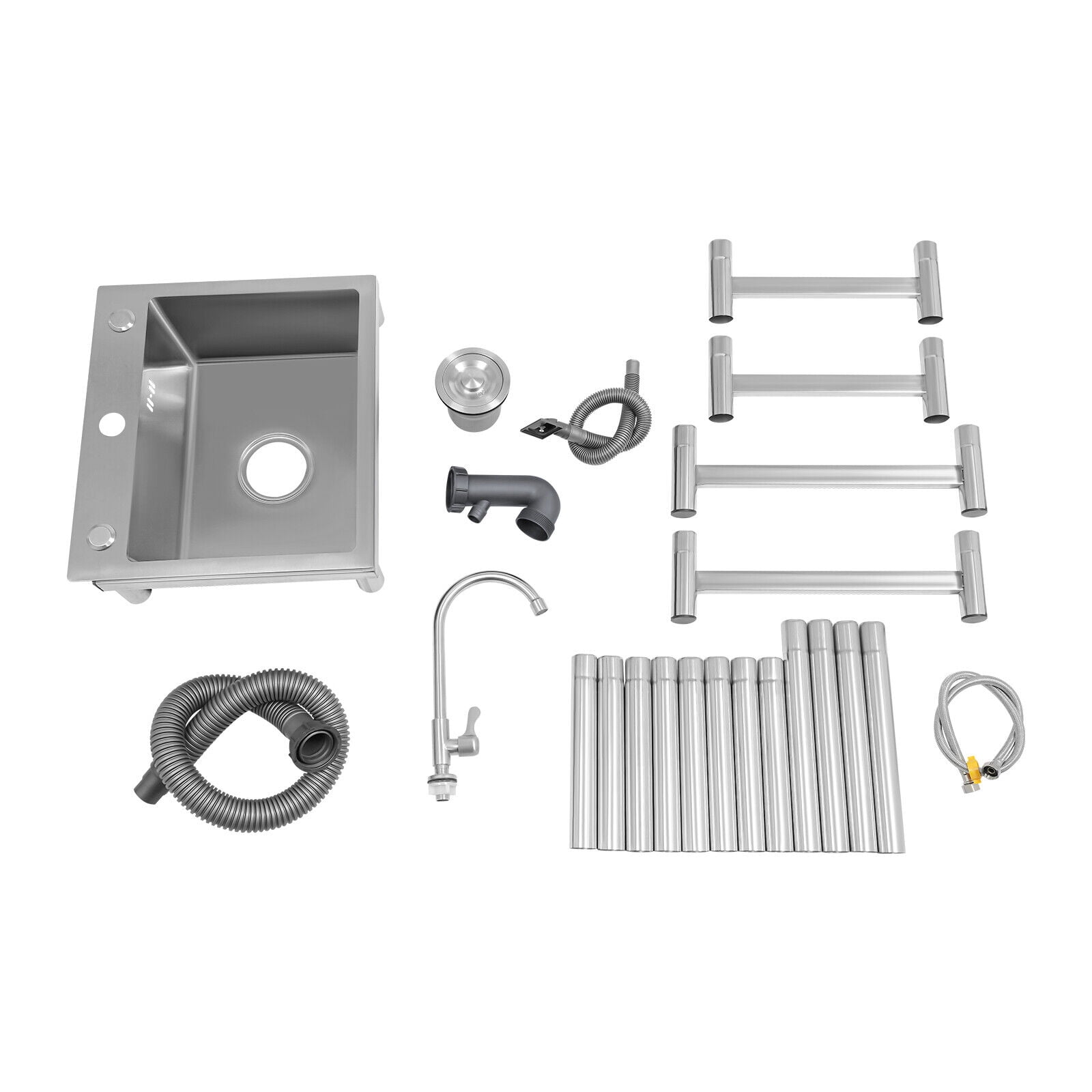 Commercial Stainless Steel Sink Outdoor Single-Bowl Utility Sink with Faucet