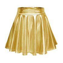 Jdlsppl Women's Sexy Mini Skirt Hippie High Waist Halloween Summer Short A Line Costume Fall Pleated Skirts Golden Large
