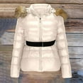 thumbnail image 6 of AUNVITO Women's Winter Down Jacket Imitation Raccoon Collar Belted Short Coat Casual and Fashionable Winter Style, 6 of 8