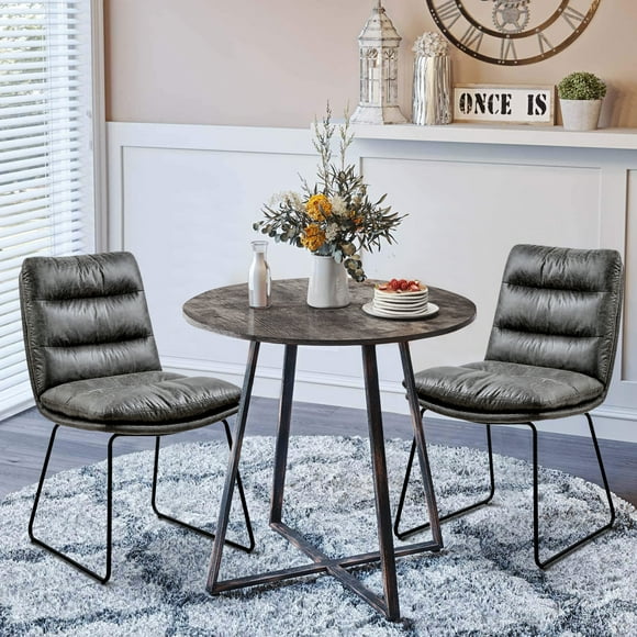FurnitureR STEFFEN Upholstered Grey Dining Chairs, Set of 2