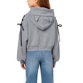 thumbnail image 5 of Girls Trendy Cropped Hoodie Casual Long Sleeve Cute Regular Fit Kids Pullover Sweatshirt Gray 5-6 Years, 5 of 5