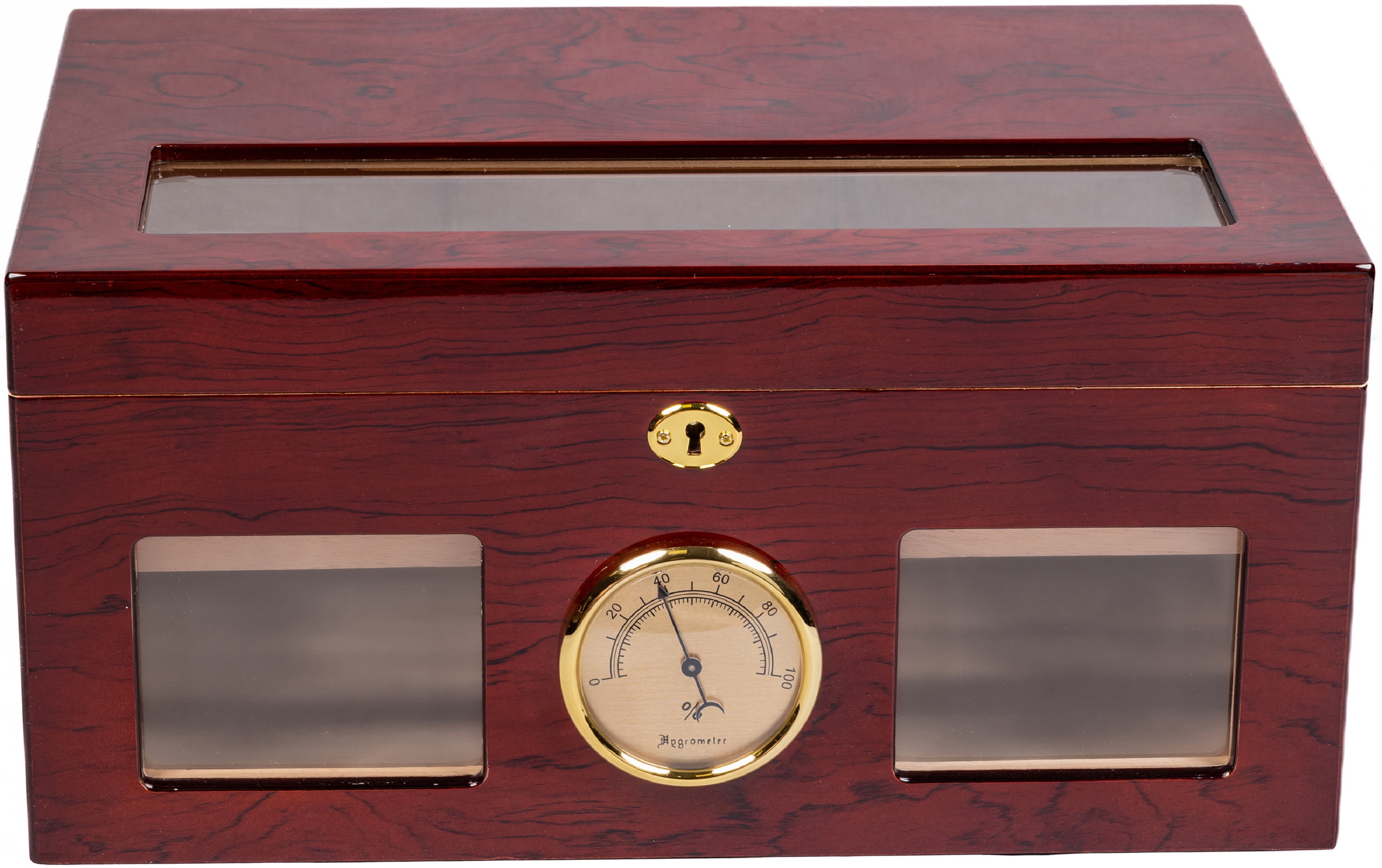 Valencia Desktop Cigar Humidor - High Gloss Golden Cherry Finish - Capacity: 120