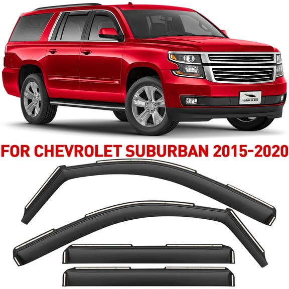 Voron Glass in-Channel Extra Durable Rain Guards for Chevrolet (Chevy) Suburban 2015-2020, Window Deflectors, Vent Window Visors, 4 Pieces - 200539