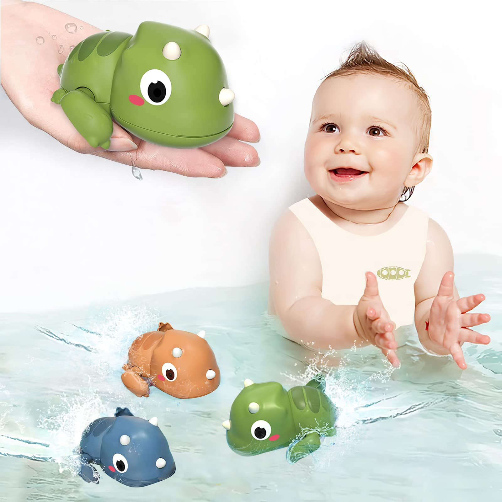 3 Pack Baby Bath Toys Floating Windup Dinosaurs Swimming Pool Games