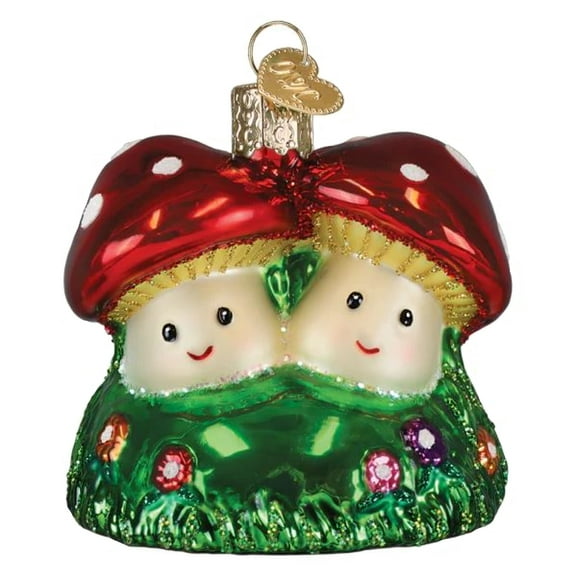 Old World Christmas Blown Glass Ornament for Christmas Tree, Happy Mushrooms
