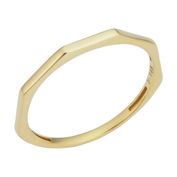 KoolJewelry Minimalist Women's 14k Yellow Gold 1.5mm Hexagon Geometric Ring (size 5)