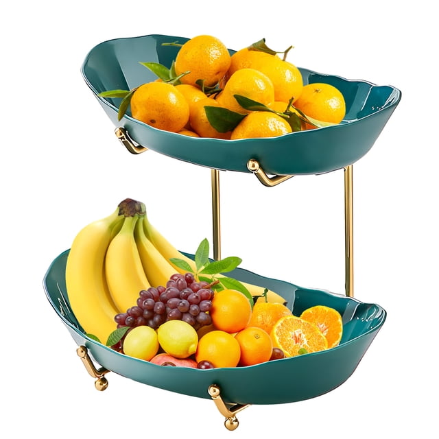Frutero para encimera de cocina, cesta de fruta acrílica de 2 niveles