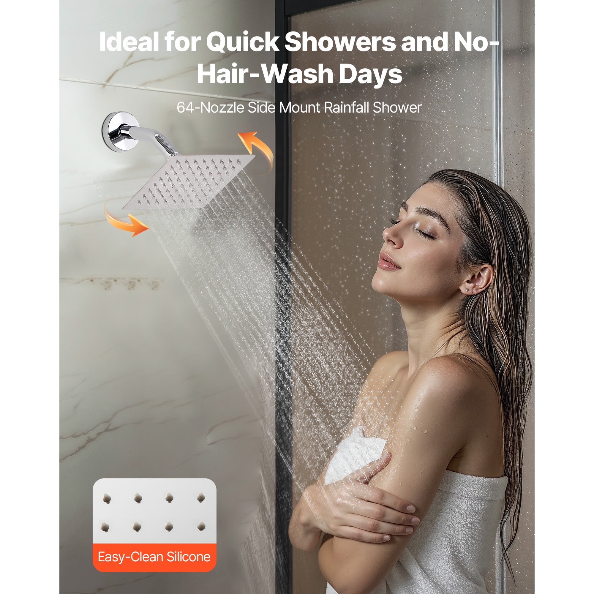 KFFKFF 12-Inch Thermostatic Ceiling Rain Shower System with Wall-Mounted Head and 2-in-1 Handheld Spray, 3-Function Dual Showerhead with Brass Valve and Trim Kit, Chrome Finish