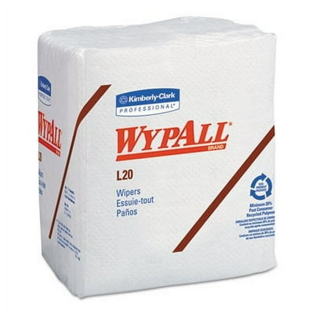 Wypall L20 Towels, 1/4 Fold, 4-Ply, 12 1/5 x 13, White, 68/Pack, 12/Carton