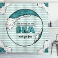 thumbnail image 1 of Beach Saying Shower Curtain, The Waves of the Sea Make You Free Phrase and Waves, Fabric Bathroom Set with Hooks, 69W X 70L Inches, Turquoise Pale Cadet Blue Black White, by Ambesonne, 1 of 3