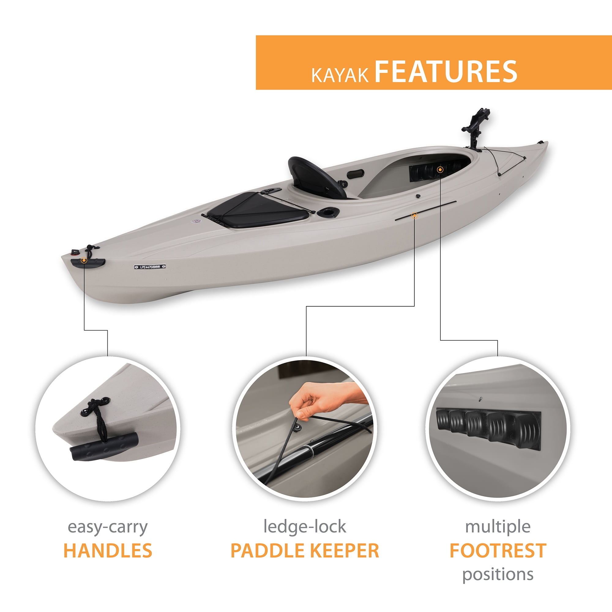 Lifetime Payette Angler 116 inch Sit-Inside Fishing Kayak, Sandstone (90235)
