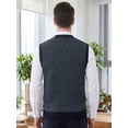thumbnail image 3 of INSPIRE CHIC Men's Classic Sleeveless V-Neck Button Argyle Knitwear Sweater Cardigan Vest M Navy Gray, 3 of 6