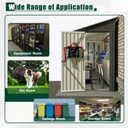 LZBEITEM 4 x 8 ft Outdoor Metal Storage Shed Lean to, Small Metal Wall Side Door Tool Sheds with Galvanized Floor Frame Kit Lockable for Garden, Backyard, Black, 95.25Dx48.82Wx75.7H