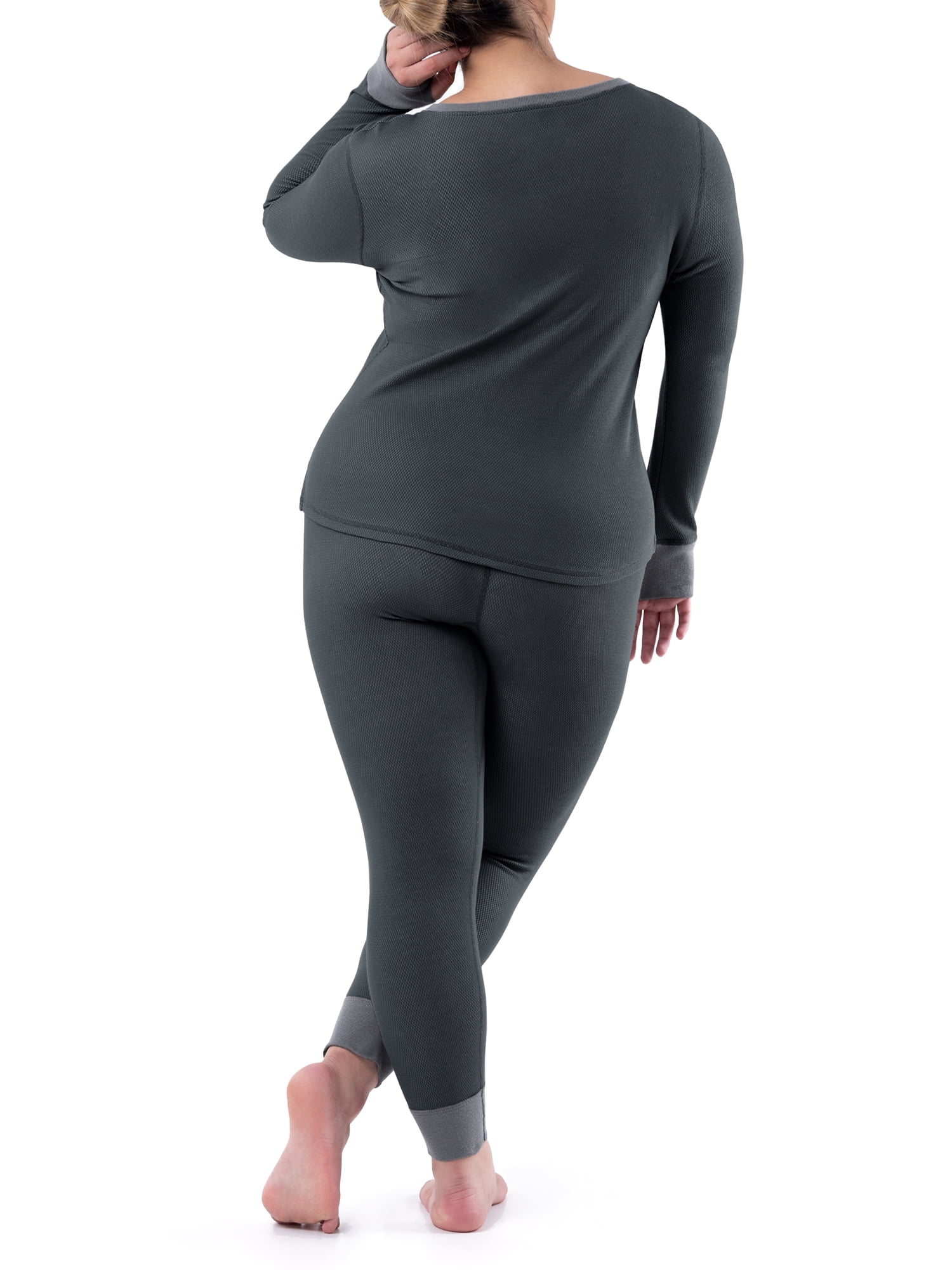 Fruit of the Loom Women's and Women's Plus Thermal Henley Top & Bottom Set