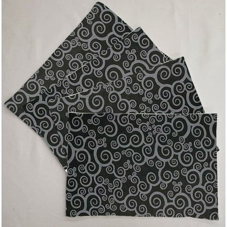 

Black & Gray Scroll Damask Placemats by Penny s Needful Things (Rectangle - Set of 8) (Quilted Burgundy)