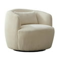 thumbnail image 6 of Hassch Modern Corduroy Swivel Barrel Chair with Sturdy Metal Base, 34" Wide Upholstered Reading Armchair with Pillow for Club & Home (Beige), 6 of 7