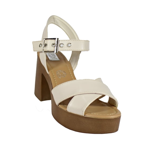 SANDALIA CASUAL DE TACON DE MUJER SINTETICO LATTE MARCA LEON 5602