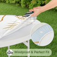 thumbnail image 5 of 44in Round Tablecloth with Elastic Edge, Waterproof Fitted Table Cover for 36-44" Tables, Boho Theme Polyester Reusable Table Cloths Wipe Clean for Picnic, Dining, Outdoor Use and Party Decor, 5 of 7