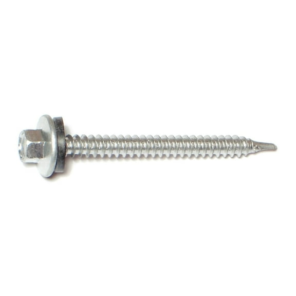 #10-14 x 2" Silver Ruspert Coated Steel Hex Washer Head Pole Barn Self-Drilling Screws SDSHWS-158
