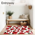thumbnail image 3 of ODIKA 8'x10' Machine Washable Non-Slip Area Rug, Vintage Poinsettia Flower Absorbent Entrance Holiday Theme High Traffic Rug with Pad, Red, 626582, 3 of 8