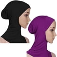 thumbnail image 1 of 2 Pcs Modal Hijab Cap Muslim Stretchy Turban Full Cover Shawl Cap Full Neck Coverage Hijab for Women, 1 of 1