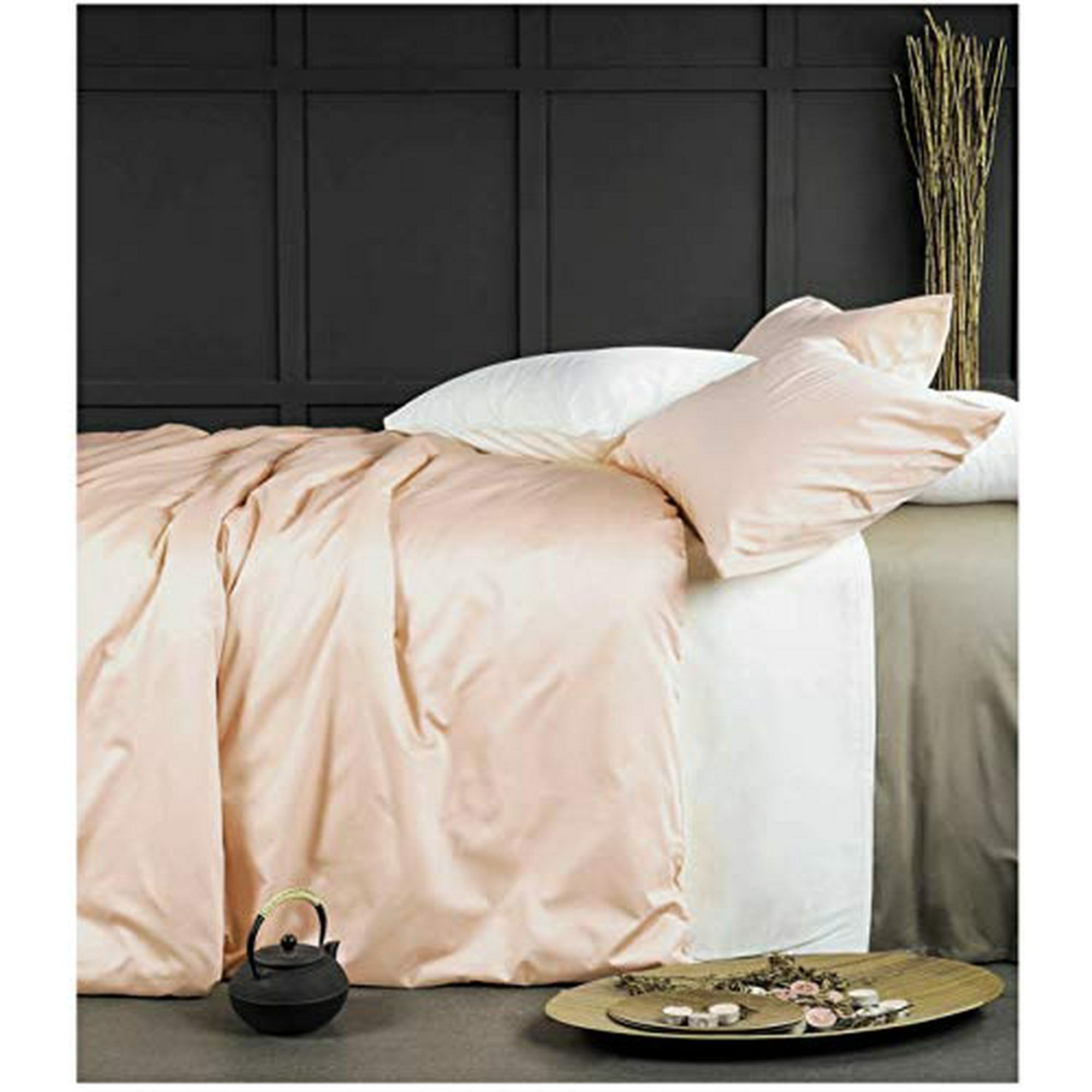 Eikei Rose Gold Duvet Cover Luxury Bedding Set High Thread Count Egyptian Cotton Sateen Silky Soft Blush Pale Pink Solid Colored King Peach Rose Walmart Canada