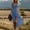 Blue, variant on Women's Boho High waist Maxi Dress Summer Short Sleeve Wrap V Neck Long Flowy Beach Vacation Wedding Guest Dresses