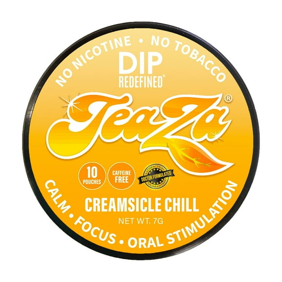 Teaza Herbal Energy Pouches Creamsicle Puck, 1 Can, 10 Pouches