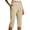 Beige #15, variant on Women Summer High Waisted Straight Leg Petite Capris Stretch Cropped Trousers with Pockets