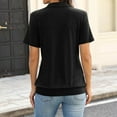 thumbnail image 3 of Polo Shirts for Women V Neck Collared Dressy Blouses Short Sleeve Banded Bottom Casual Tops Black L, 3 of 4