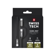 Swiss Tech Kabel D60 3 ft 60W 2-in-1 USB-C to USB-C/Lightning Charging Cable