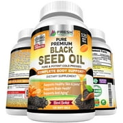 Black Seed Oil Pills Cold Pressed 1300mg Per Serving, 100% Pure & Premium Non-GMO Nigella Sativa Black Cumin Seed Oil, Supports Immune System, Joint & Skin Health - 120 Liquid Softgel Capsules