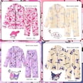 thumbnail image 3 of Pijamas Sanrios Kawaii Anime Mymelody Kuromi Cinnamoroll conjunto de dibujos animados de manga larga para niños ropa de casa para niñas de primavera y otoño, 3 of 4