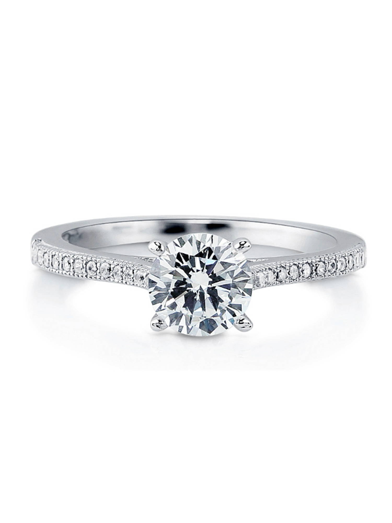 BERRICLE Sterling Silver Solitaire Wedding Engagement Rings 1 Carat Round Cut Cubic Zirconia CZ Promise Ring for Women, Rhodium Plated Size 10