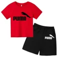 thumbnail image 3 of Conjunto de dos piezas de camiseta y pantalón corto de algodón con estampado informal de moda de verano para niños y niñas de 2 a 12 años, 3 of 5