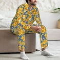 thumbnail image 5 of Salouo Vintage White Yellow Sunflower Print Button-Front Long Sleeve Pajama Set for Men, Soft 2Pjs Men's Long Sleeve Sleepwear -Small, 5 of 7