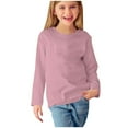thumbnail image 5 of Blczomt Toddler Tshirts Girls Long Sleeve Pullover Basic T-Shirt Pink Casual Solid Color Loose Soft Tshirts for Kids Girls, 5 of 5