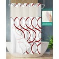 thumbnail image 2 of No Hook Shower Curtain with Snap in Liner, Abstract Geometric Red Gray Line Hotel Shower Curtains for Bathroom, Washable Shower Curtain Liner Set with Mesh Top Window, 36"x78", 2 of 6