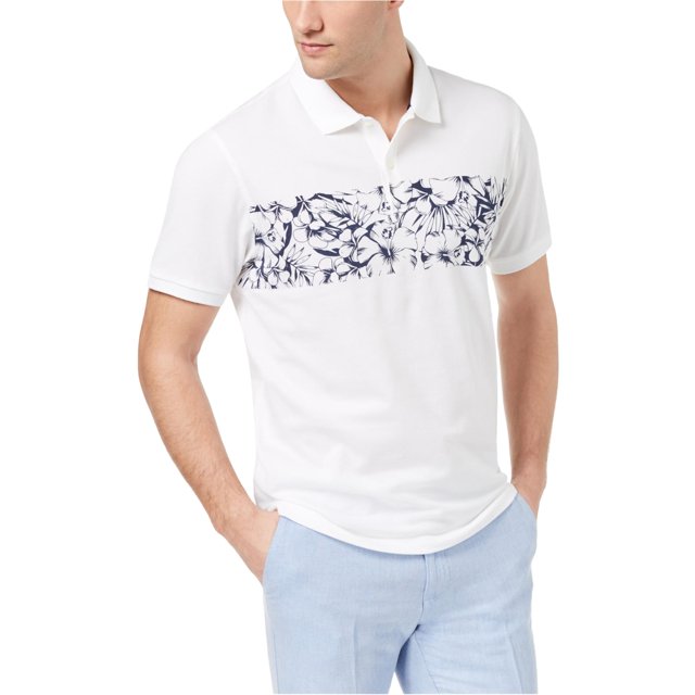 Polo de rugby con rayas florales para hombre Club Room, blanco, XXL
