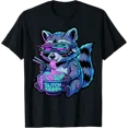 thumbnail image 1 of Teereso Cyber Glitch Raccoon Ramen Funny Shirt, 1 of 2