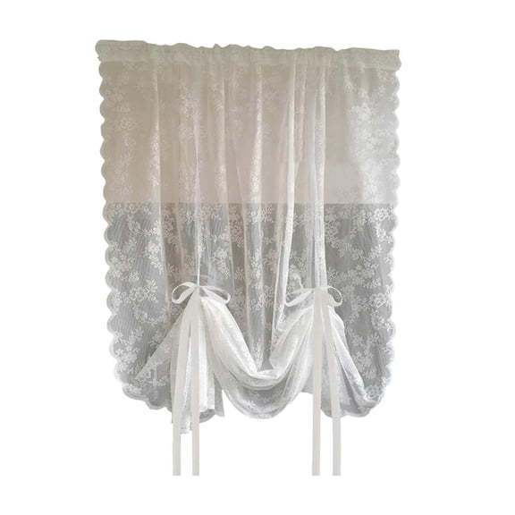 AOOOWER Transparents Lace Curtains with Florals Embroidery and Rod Pocket Pulling Curtain for Home Decoration 150cm