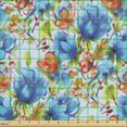 thumbnail image 2 of Ambesonne Floral Fabric by the Yard Upholstery, Flowers Pattern Watercolor, 1 Yard, Sky Blue and Yellow Green, 2 of 5