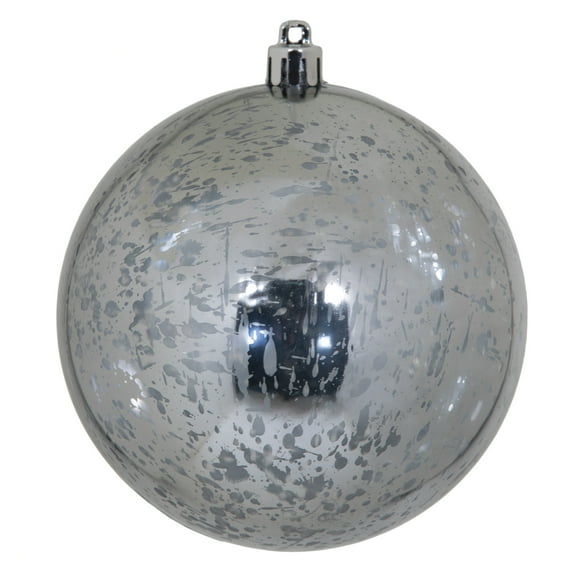 Vickerman 4" Christmas Ornament Ball, Pewter Shiny Mercury Finish, Shatterproof Plastic, Holiday Christmas Tree Decoration, 6 Pack