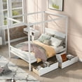 thumbnail image 2 of Canopy Bed Frame with 2 Drawers, Full Size Platform Bed, Wooden Canopy Bed with Headboard and 3 Center Supported Legs, Noise Free, No Box Spring Needed, White, 2 of 7